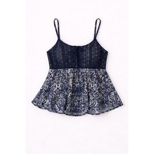 Aeropostale‎ Floral Lace Babydoll Tank Top Navy Crop Sz S Boho